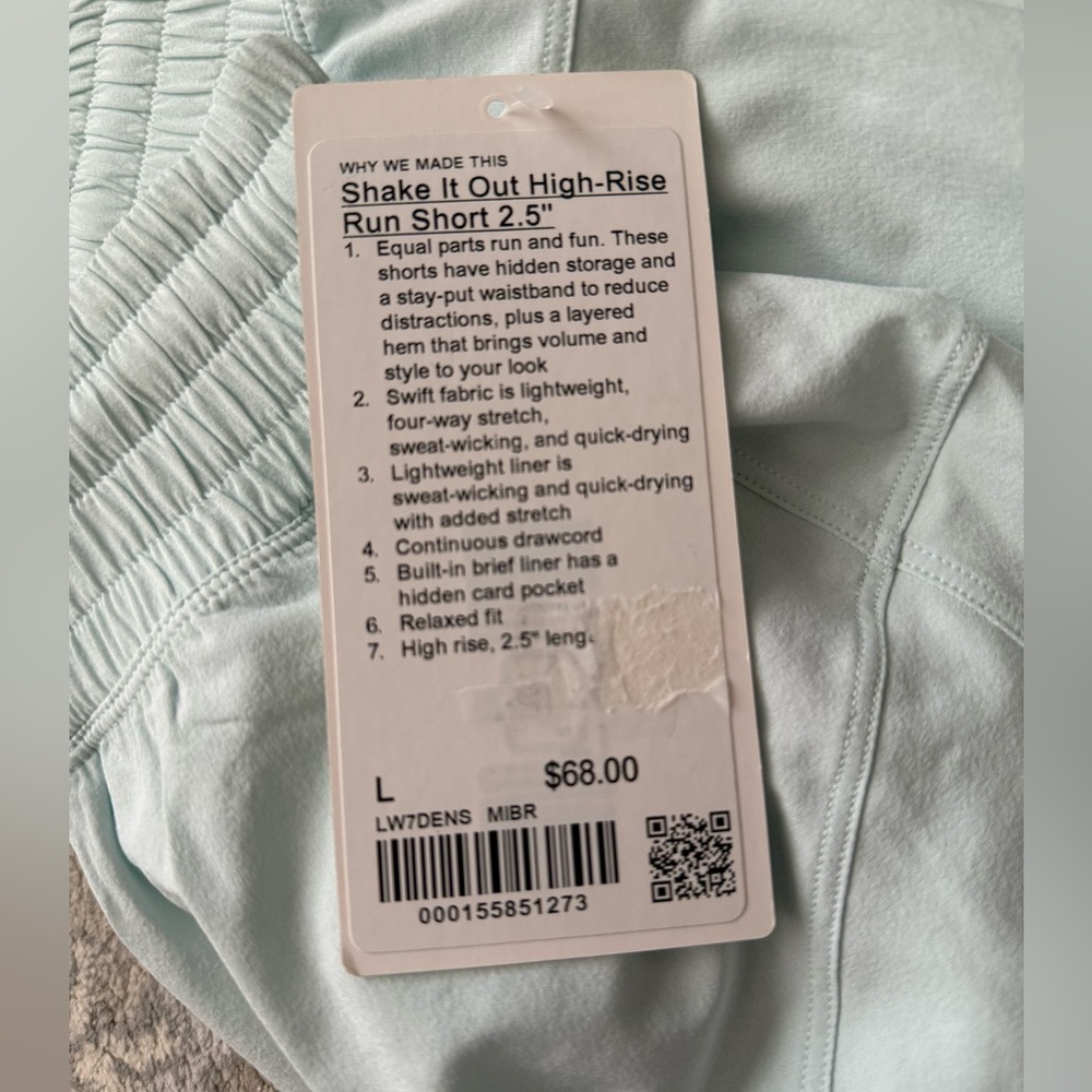 Lululemon Shake It Out High-Rise Running Short 2.5" Mint Breeze (NWT) - Picture 8 of 8